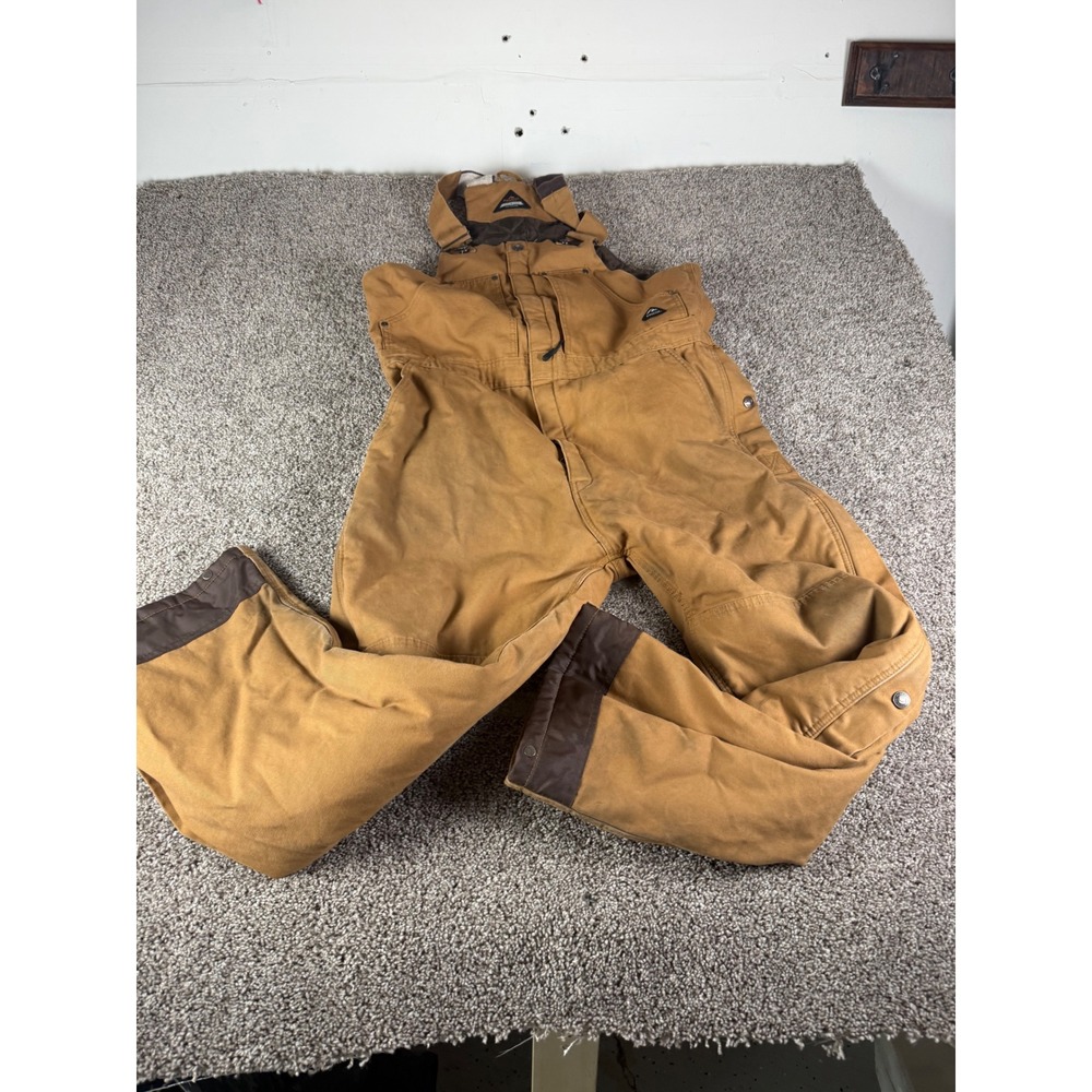 Ridgecut Mens Insulated Duck Bib Overalls Brown Canvas Workwear Quilted Lining